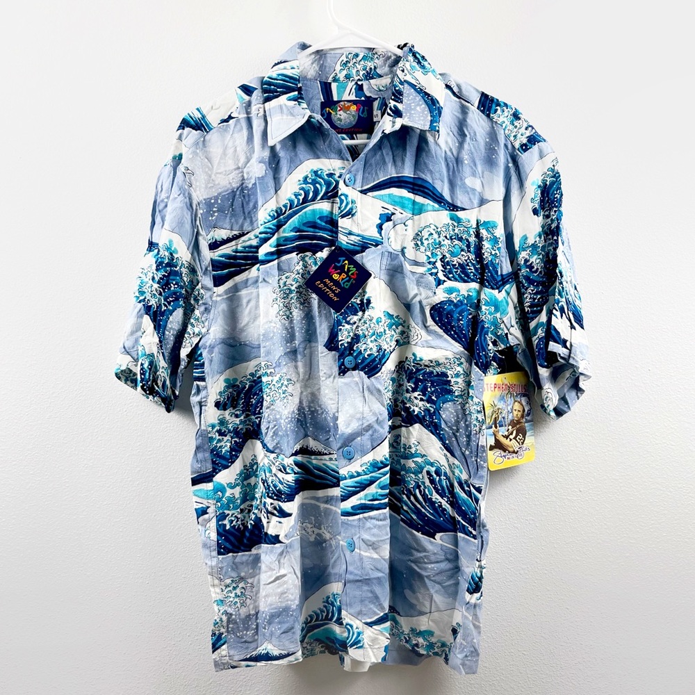 Men’s Vintage Jams World Hawaiian Tsunami Button Down Shirt NWT Size Sma…